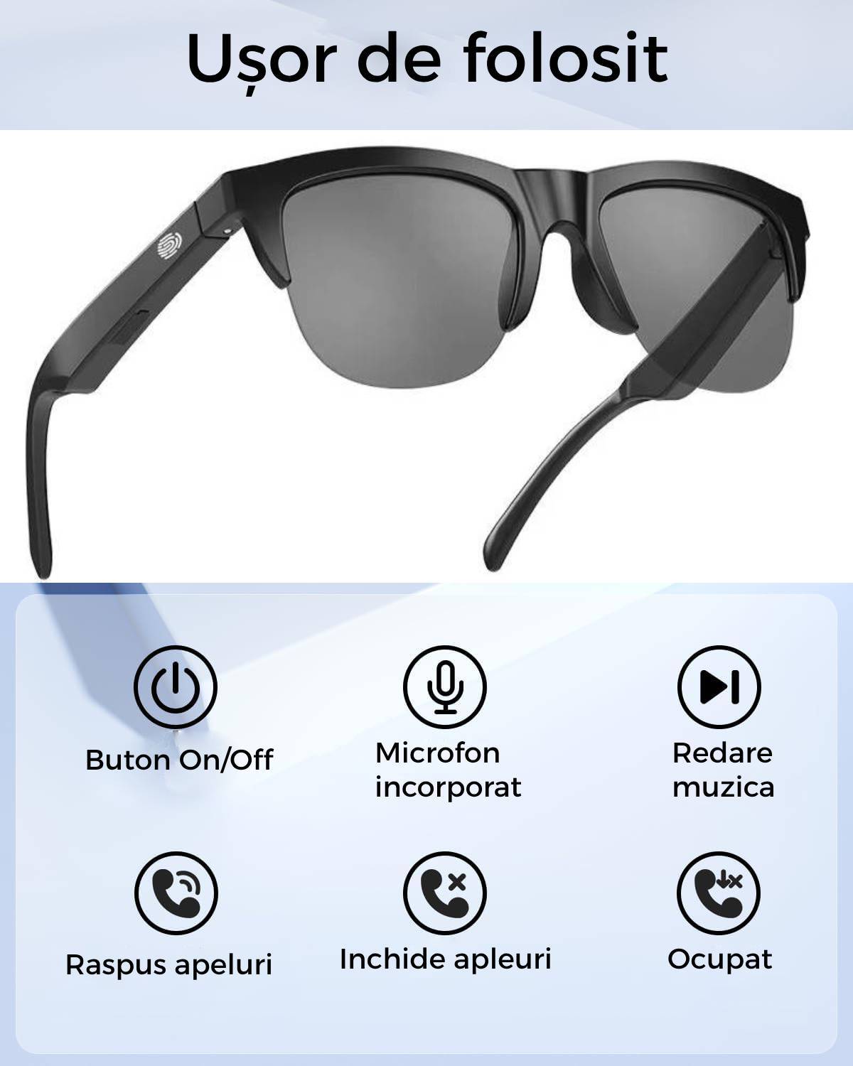 Ochelari inteligenți cu Bluetooth , UV
