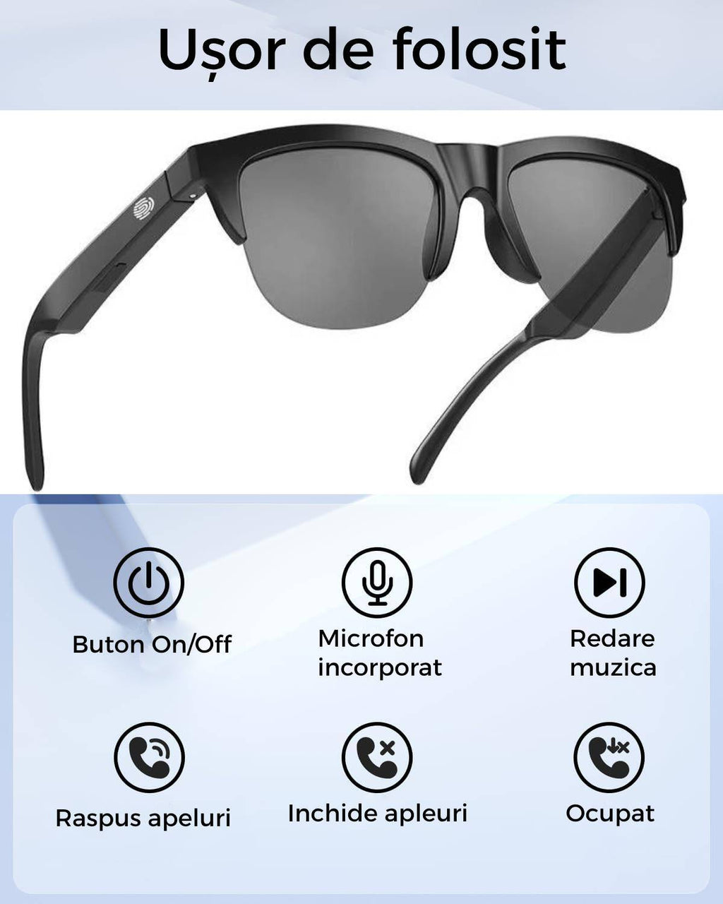 Ochelari inteligenți cu Bluetooth , UV